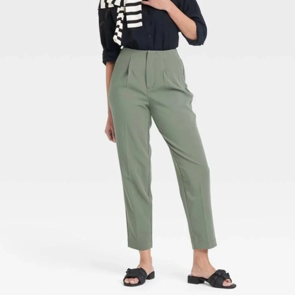 High-Rise Tailored Trousers - A New Day Olive size 8 - Picture 3 of 8